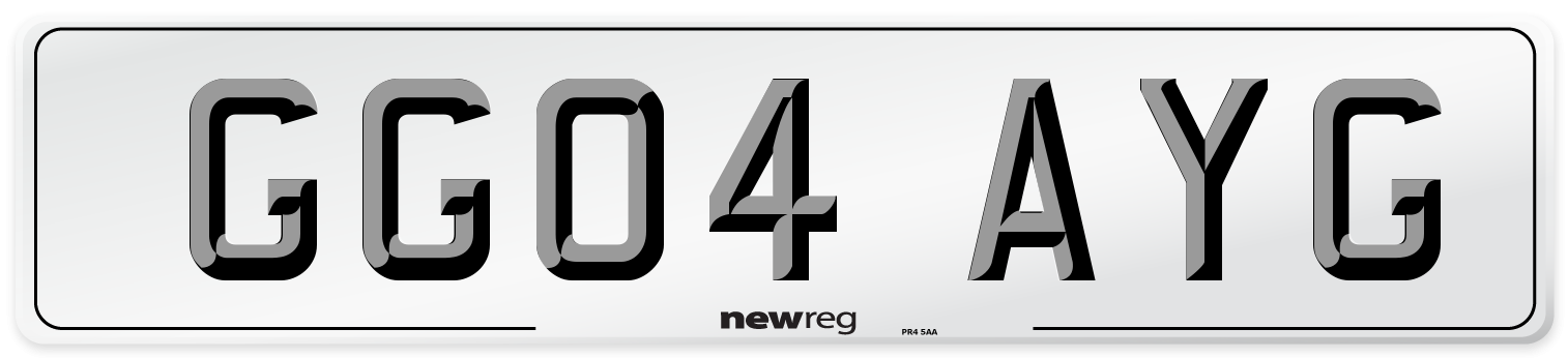 GG04 AYG Number Plate from New Reg